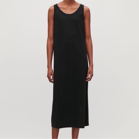 COS Black Sleeveless Keyhole Back Stretch Jersey Relaxed Fit Maxi Dress Small - Picture 2 of 15